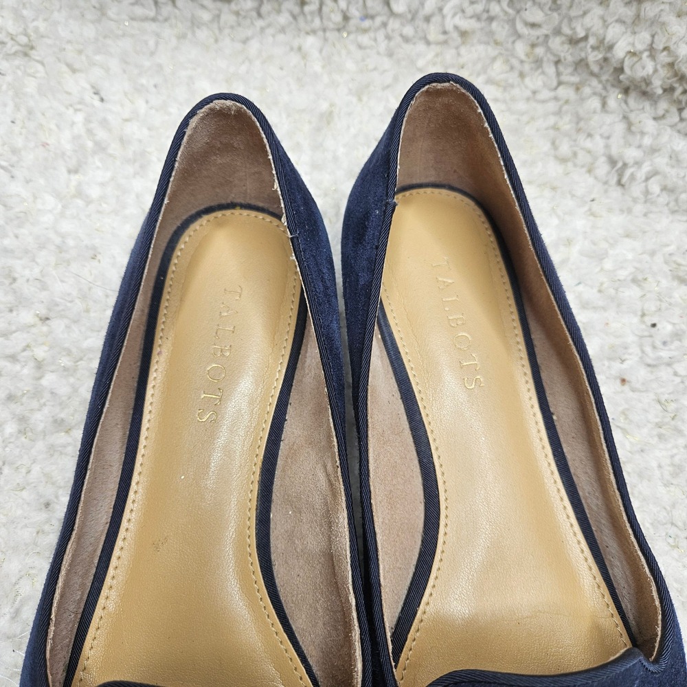 Talbots Dachshund Navy Blue Suede Leather Loafers sz 8 - Picture 4 of 7